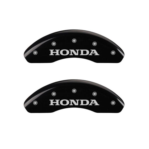 MGP 4 Caliper Covers Engraved Front & Rear Honda Black Finish Silver Char 2017 Honda Civic - 20222SHONBK