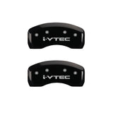 MGP 4 Caliper Covers Engraved Front & Rear I-Vtec Black Finish Silver Char 2010 Honda Civic - 20223SIVTBK