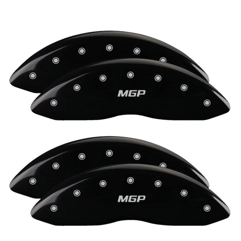 MGP 4 Caliper Covers Engraved Front & Rear SPORT Black finish silver ch - 10119SSPOBK