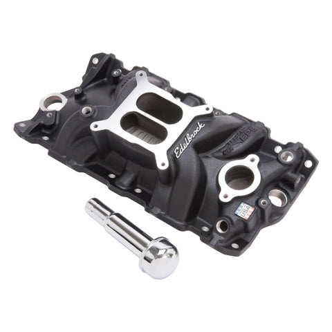 Edelbrock Intake Manifold Perf Eps SBC w/ Oil Fill Tube and Breather Black - 27033