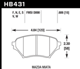 Hawk 01-05 Mazda Miata HPS 5.0 Front Brake Pads - HB431B.606