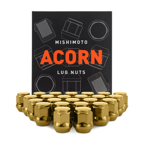 Mishimoto Steel Acorn Lug Nuts M12 x 1.5 - 24pc Set - Gold - MMLG-AC1215-24GD