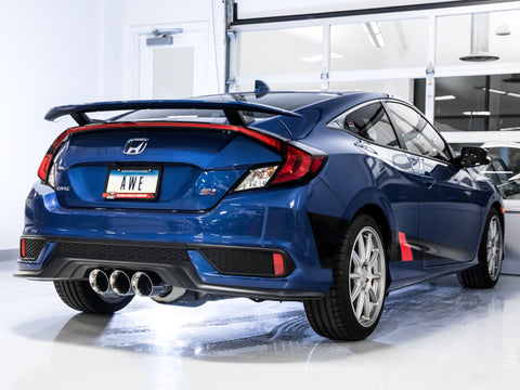 AWE Tuning 2016+ Honda Civic Si Touring Edition Exhaust w/Front Pipe & Triple Chrome Silver Tips - 3015-52012