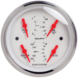 Autometer Arctic White 3-3/8in Quad Gauge 100 PSI/100-250 Deg F / 8-18V / 240-33 Ohm - 1312