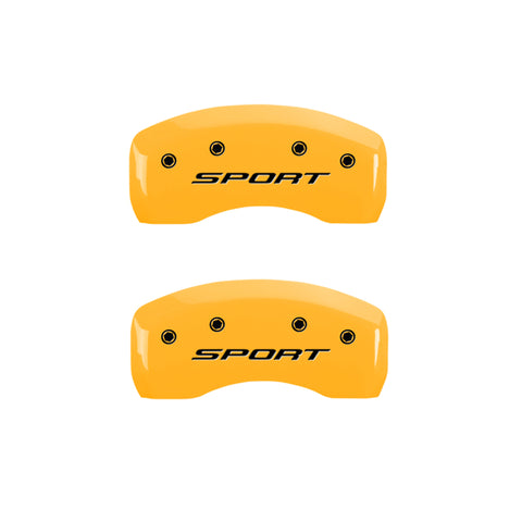 MGP 4 Caliper Covers Engraved front & Rear 2015/Sport Yellow finish black ch - 10241SSPTYL
