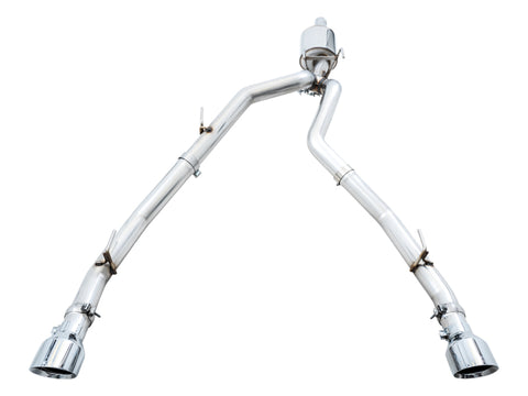 AWE Tuning 09-18 RAM 1500 5.7L (w/Cutouts) 0FG Dual Rear Exit Cat-Back Exhaust - Chrome Silver Tips - 3015-32002