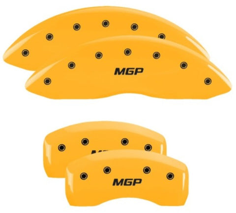 MGP 4 Caliper Covers Engraved Front & Rear MGP Yellow Finish Black Characters 2019 Ford Edge - 10247SMGPYL