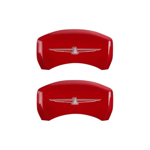 MGP 4 Caliper Covers Engrvd Front No bolts/Tbird Engrvd Rear/Tbird Emblem Red fnsh slvr ch - 10086STDBRD