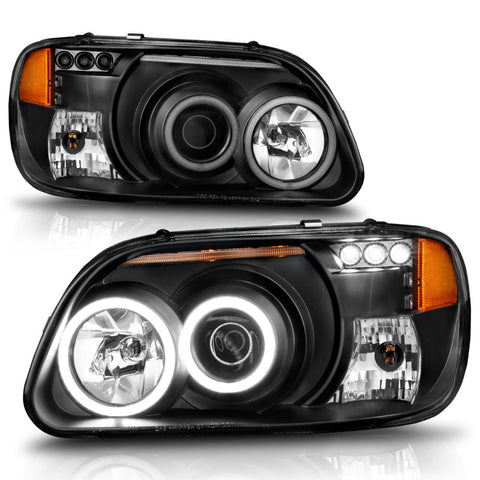 ANZO 1995-2001 Ford Explorer Projector Headlights w/ Halo Black 1 pc - 111132