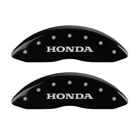 MGP 4 Caliper Covers Engraved Front & Rear Honda Black finish silver ch - 20213SHONBK