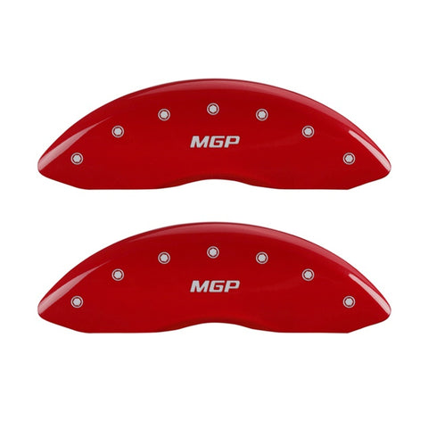 MGP Front set 2 Caliper Covers Engraved Front MGP Red finish silver ch - 14207FMGPRD