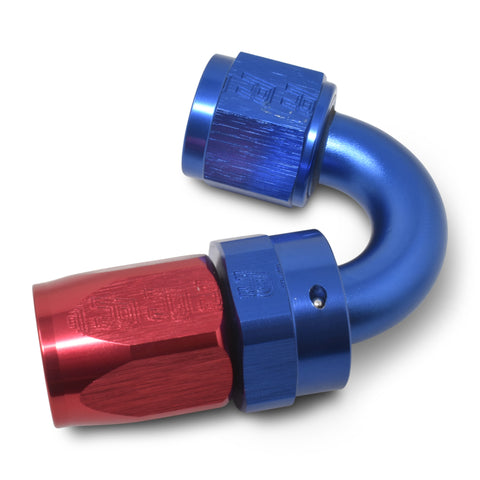 Russell Performance -12 AN Red/Blue 150 Degree Full Flow Swivel Hose End (With 1-1/8in Radius) - 613480