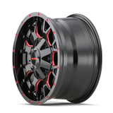 Mayhem 8015 Warrior 17x9 / 5x127 BP / 18mm Offset / 87mm Hub Black w/ Prism Red Wheel - 8015-7952BTR18