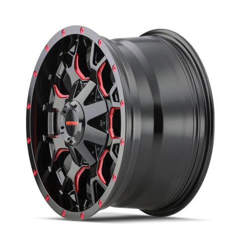 Mayhem 8015 Warrior 18x9 / 5x139.7 BP / 18mm Offset / 110mm Hub Black w/ Prism Red Wheel - 8015-8997BTR18