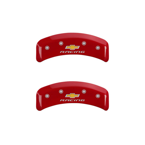 MGP 4 Caliper Covers Engraved F & R Chevy Racing Red Finish Silver Char 1988 Chevrolet Corvette - 13013SBRCRD