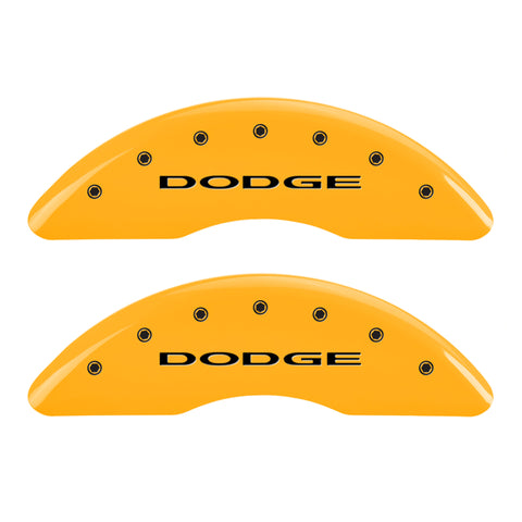 MGP 4 Caliper Covers Engraved Front & Rear Dodge Yellow Finish Black Char 2010 Dodge Ram 3500 - 12124SDD4YL