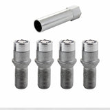 McGard Wheel Lock Bolt Set - 4pk. (Tuner / Cone Seat) M14X1.5 / 17mm Hex / 24.0mm Shank L. - Chrome - 27200