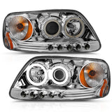 ANZO 1997.5-2003 Ford F-150 Projector Headlights w/ Halo Chrome 1pc - 111054