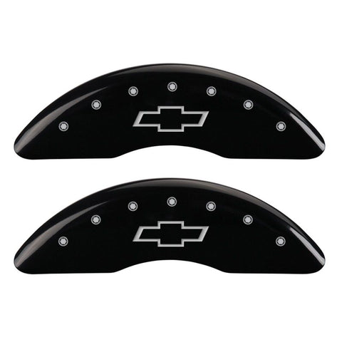 MGP 4 Caliper Covers Engraved Front & Rear Bowtie Black finish silver ch - 14011SBOWBK