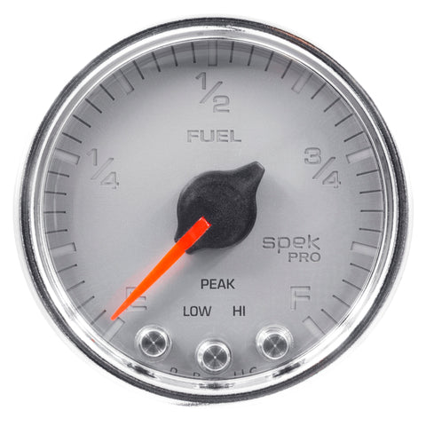 Autometer Spek-Pro Gauge Fuel Level 2 1/16in 0-270 Programmable Slvr/Chrm - P31221