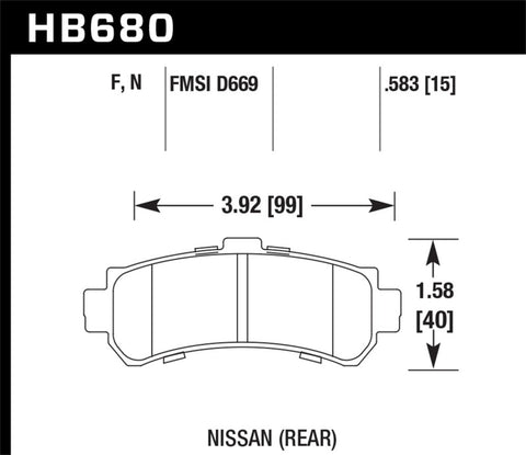 Hawk 1997-1999 Nissan Sentra GXE HP+ Street Rear Brake Pads - HB680N.583