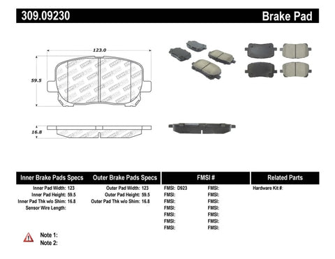 StopTech Performance Brake Pads - 309.09230