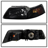 Xtune Ford MUStang 99-04 OEM Amber Headlights Black Smoked HD-JH-FM99-AM-BSM - 9030345