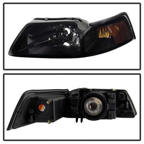 Xtune Ford MUStang 99-04 OEM Amber Headlights Black Smoked HD-JH-FM99-AM-BSM - 9030345