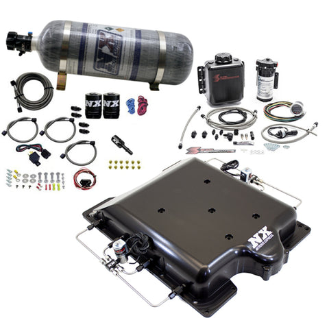 Nitrous Express Dodge Hellcat Supercharger Lid Nitrous/Water Injection Kit (100-400HP) w/12lb Bottle - 20972BMF-12