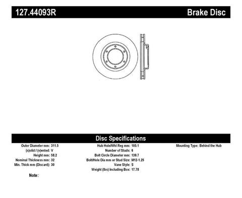 StopTech Slotted & Drilled Sport Brake Rotor - 127.44093R