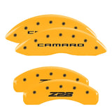 MGP 4 Caliper Covers Engraved Front Gen 5/Camaro Engraved Rear Gen 5/Z28 Yellow finish black ch - 14036SZ85YL