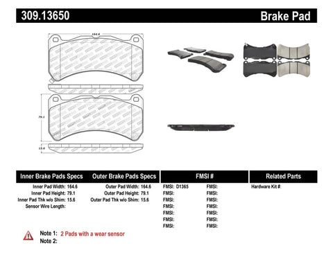 StopTech Performance 08-09 Lexus IS F Front Brake Pads - 309.13650