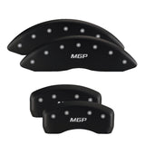 MGP 4 Caliper Covers Engraved Front Mustang Engraved Rear 37 Black finish silver ch - 10198SM37BK