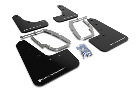 Rally Armor 17-22 Tesla Model 3 Black UR Mud Flap w/ White Logo - MF62-UR-BLK/WH