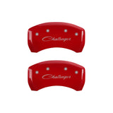 MGP 4 Caliper Covers Engraved Front & Rear Cursive/Challenger Red finish silver ch - 12162SCLSRD