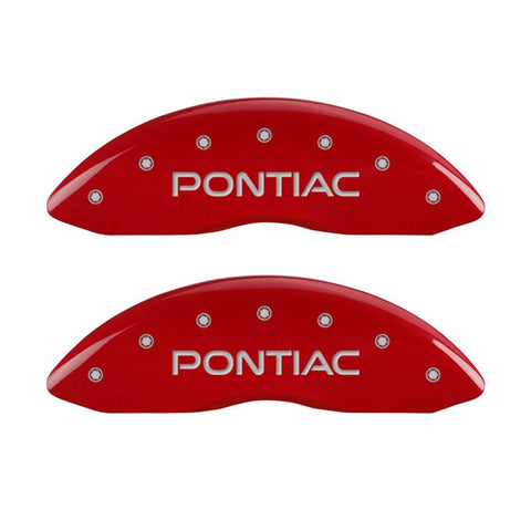 MGP 4 Caliper Covers Engraved Front Pontiac Rear Arrow Red Finish Silver Char 04 Pontiac Bonneville - 18031SPONRD