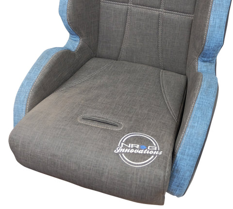 NRG Defender Seat/ Water Resistant Steel Frame Suspension - Gray w/ Blue Trim w/ Defender Logo - DF-100GY