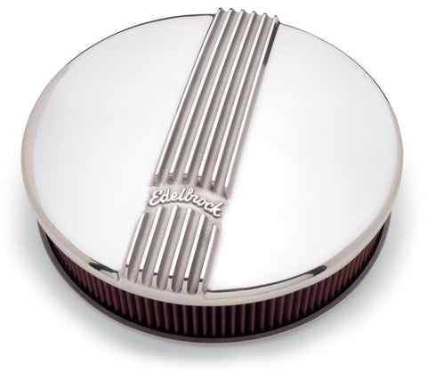 Edelbrock Air Cleaner Classic Series Round Aluminum Top Cloth Element 14In Dia X 3 9In Polished - 4117