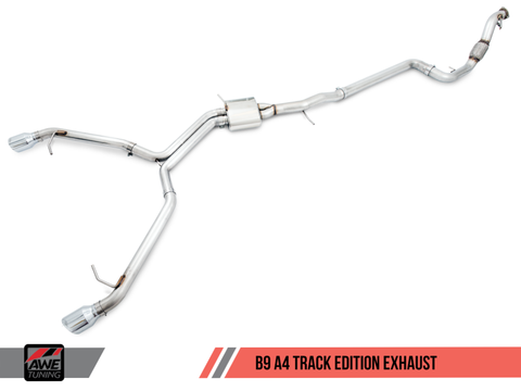 AWE Tuning Audi B9 A4 Track Edition Exhaust Dual Outlet - Chrome Silver Tips (Includes DP) - 3020-32024