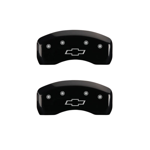 MGP 4 Caliper Covers Engraved Front & Rear Bowtie Black finish silver ch - 14214SBOWBK