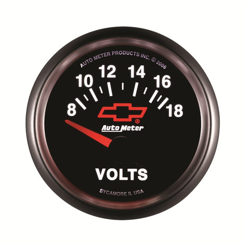 Autometer GM Bowtie Black 2-1/16 Voltmeter 8-18V - 3692-00406