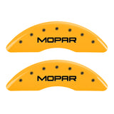 MGP 4 Caliper Covers Engraved Front & Rear Mopar Yellow Finish Black Char 2004 Chrysler Pacifica - 32002SMOPYL