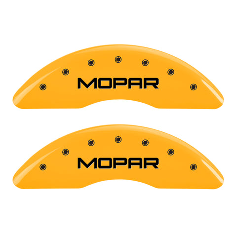 MGP 4 Caliper Covers Engraved Front & Rear Mopar Yellow Finish Black Char 2004 Chrysler Pacifica - 32002SMOPYL