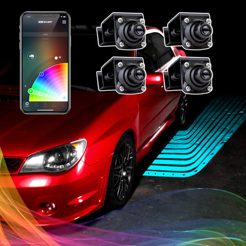 XK Glow Curb FX Bluetooth XKchrome App Waterproof LED Projector Welcome Light Angel Wing Style 4pc - XK-CFX-ADV-WING