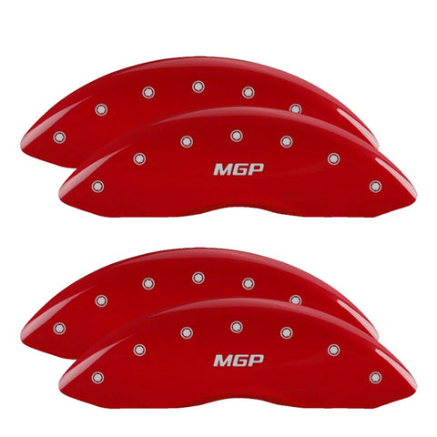 MGP 4 Caliper Covers Engraved Front & Rear SPORT Red finish silver ch - 10119SSPORD