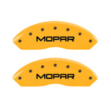 MGP 4 Caliper Covers Engraved Front & Rear Mopar Yellow Finish Black Char 2010 Dodge Nitro - 12059SMOPYL