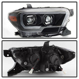 xTune 16-18 Toyota Tacoma SR/SR5 DRL Proj Headlights w/Turn Signal - Blk (PRO-JH-TTA16-SR-BK) - 9042997