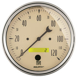 AutoMeter Gauge Speedometer 5in. 120MPH Elec. Prog. W/ Lcd Odo Antique Beige - 1889