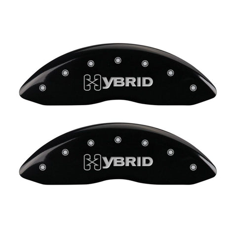 MGP 4 Caliper Covers Engraved Front & Rear GM Style/Hybrid Black finish silver ch - 14002SHYBBK