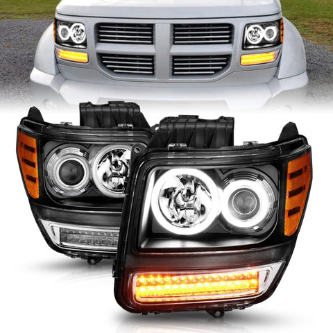 ANZO 2007-2012 Dodge Nitro Projector Headlights w/ Halo Black (CCFL) G2 - 111145